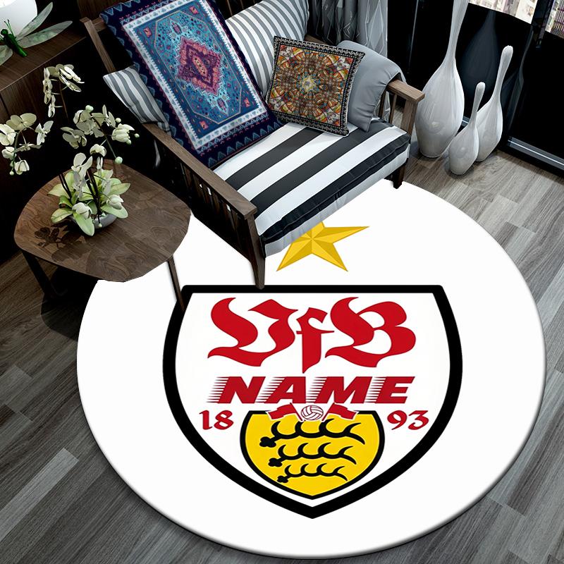 Custom Name,VfB Stuttgart pattern round rug,Carpet Rug for Living Room Bedroom Playroom ,Non-slip Floor Mat,Holiday Gifts and Birthday Gifts.