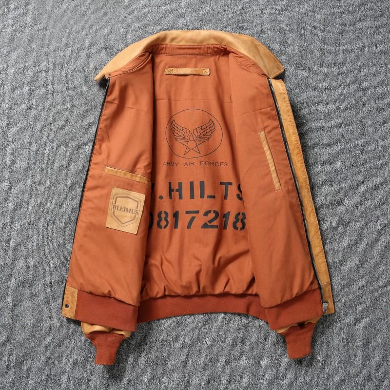 Китайский размер Классическая куртка пилота Flight A2 винтажная грязно-желтая вощеная воловья кожаная куртка мужская авиаторская куртка мужское пальто