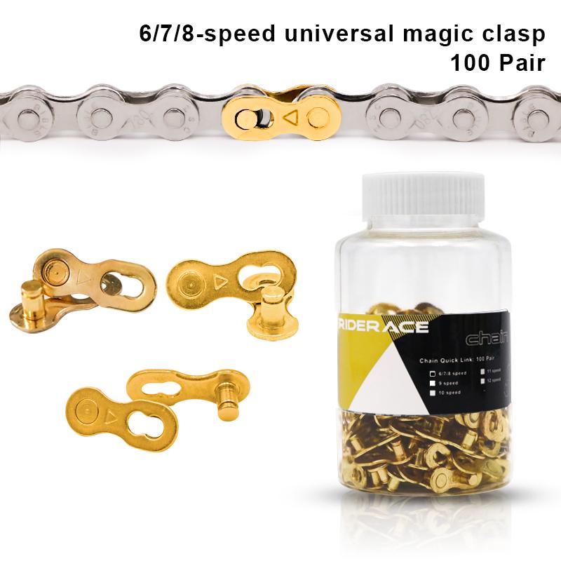 100 Pairs Bicycle Chain Link Connector Joints Magic Buttons Bike Quick Joint Magic Buckle For 6/7/8/ 9 10 11 12 Speed Chain