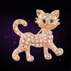 Women's Fashion Shining Rhinestone Brooch Cool Cat Pattern Decor Jewelry Gift AVE