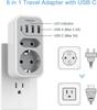 Tessan Socket Adapter USA Canada France with 3 USB and 1 USB C,Socket Adapter EU To USA, Socket Adapter EU To Canada Mexique Thailande,Type B