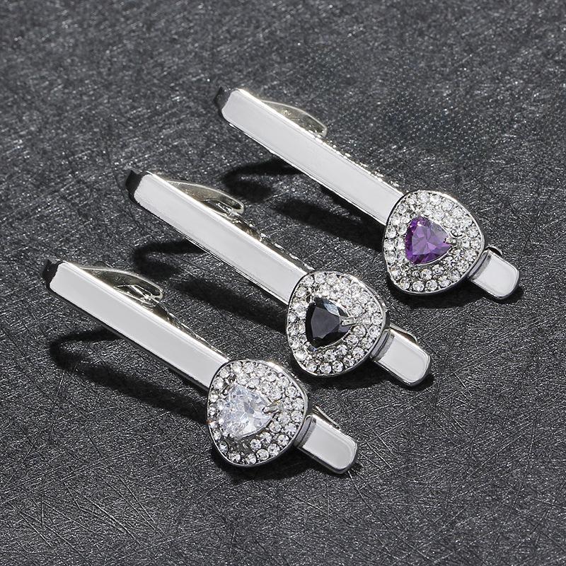 Men's Creative Crystal Zircon Diamond Triangle Tie Clip