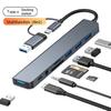 USB-C хаб 8-в-1, 4 порта USB, 1 разъем USB-C, кардридер TF/SD, аудиовыход 3,5 мм для MacBook pro, iPad pro, 15-дюймового ноутбука