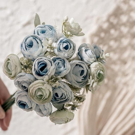 1 Bouquet Artificial Tea Bud Flower 18 Heads Non-withering Realistic No Watering