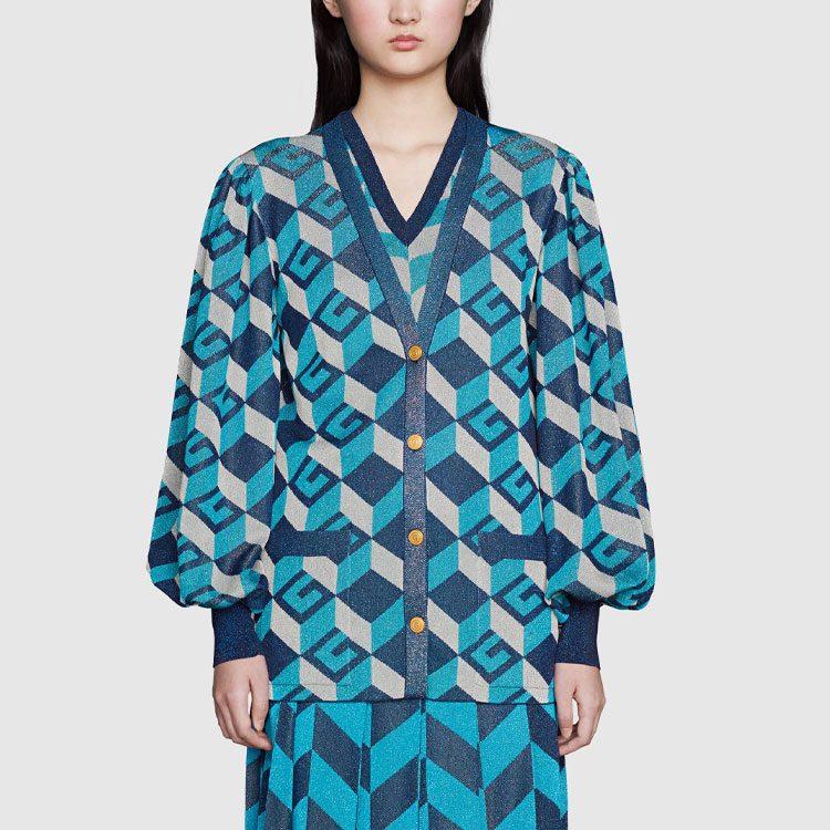 Gucci Осенне-зимняя коллекция 21 года Вязаные изделия Женские Синий 653455-XKBTO-4310