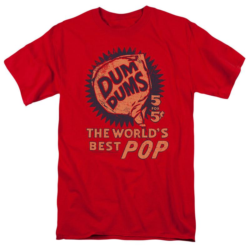 Dum Dums 5 For T Shirt Unisexs Licensed Sucker Lollipop Candy Red