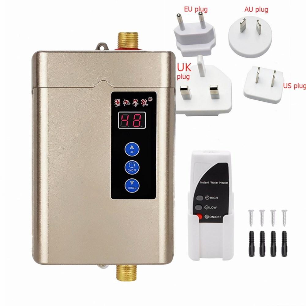 3000W Electric Tankless Instant Hot Water Heater Kitchen Bathroom Shower Sink Tap Thermostat with LED Temperature Display