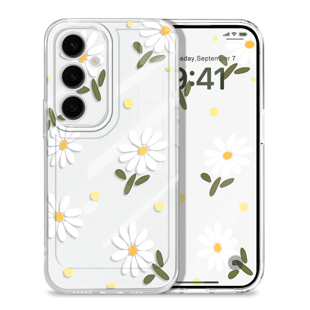 Graceful Daisies Transparent Phone Case For Samsung Galaxy S26 S25 S24 S23 FE Plus Ultra Soft TPU Cover