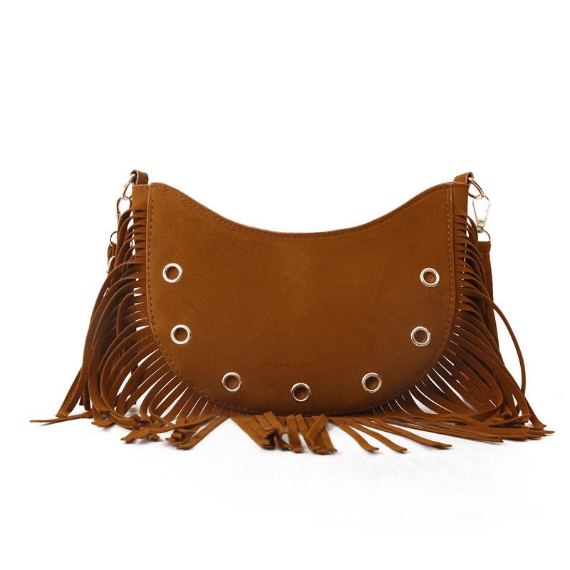 Сумка из искусственной кожи, персонализированная женская сумка с кисточками, новинка 2023, модная сумка на плечо с заклепками, сумка для клецок, сумка через плечо Moon Bag