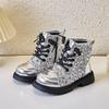 Children's Boots, Cotton Boots, British Sequin Straps, Side Zippers, And Plush Warm Short Boots
