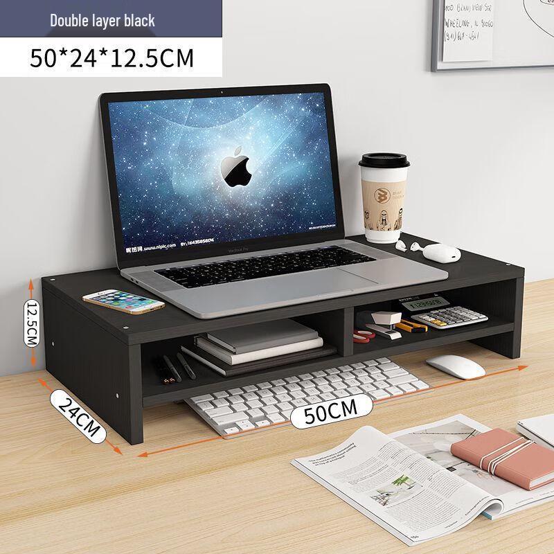 Dual-Layer Desktop Monitor Stand with Drawers