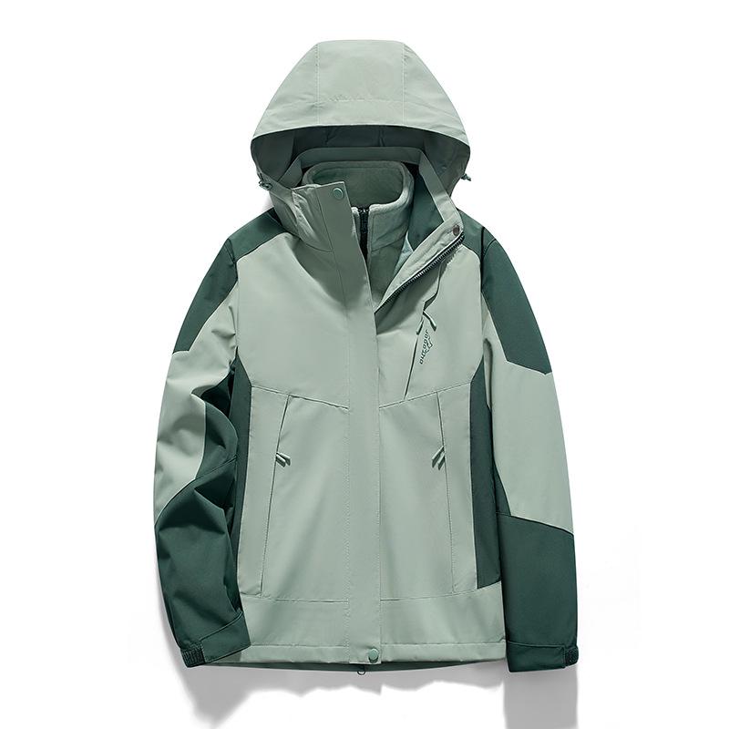 Мужская и женская ветрозащитная водонепроницаемая горнолыжная куртка 3 в 1 со съемной бархатной подкладкой — теплый, плотный и дышащий костюм для активного отдыха.