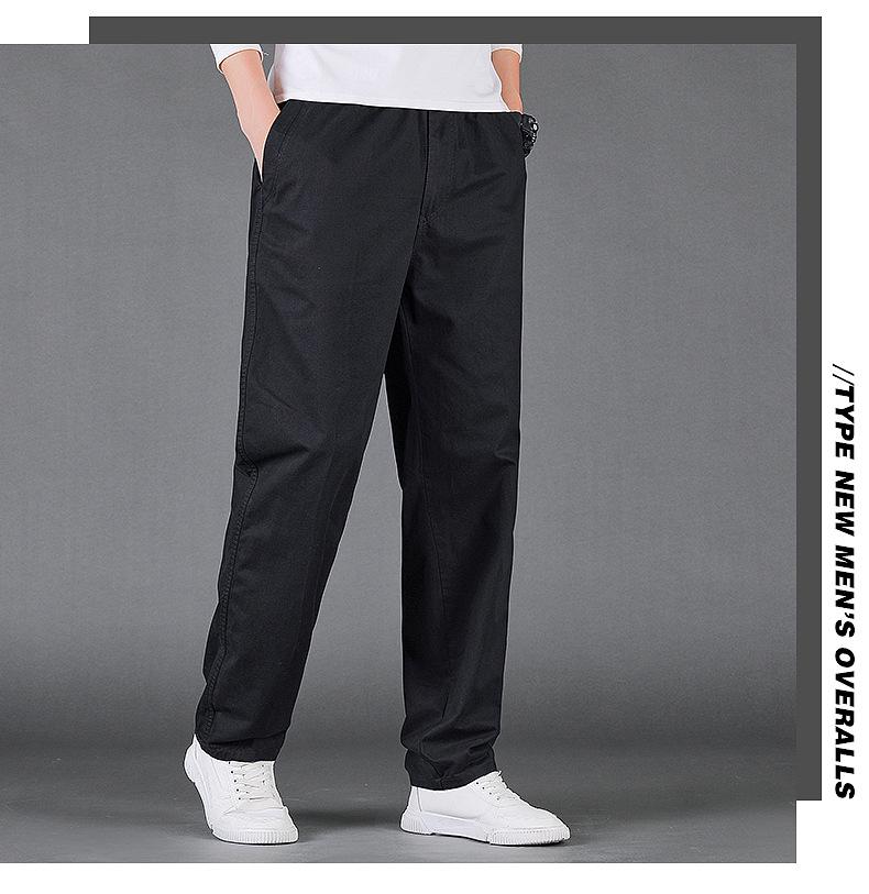 Men's Pure Cotton Cargo Pants - Loose Fit, Straight Leg, Plus Size, Spring/Autumn Style