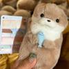 Cute Otters Holding Fish Plush Doll Keyrings Lightweight Hanging Pendant Props For School Bag Key Wallet Doll Toy Gifts 11cm