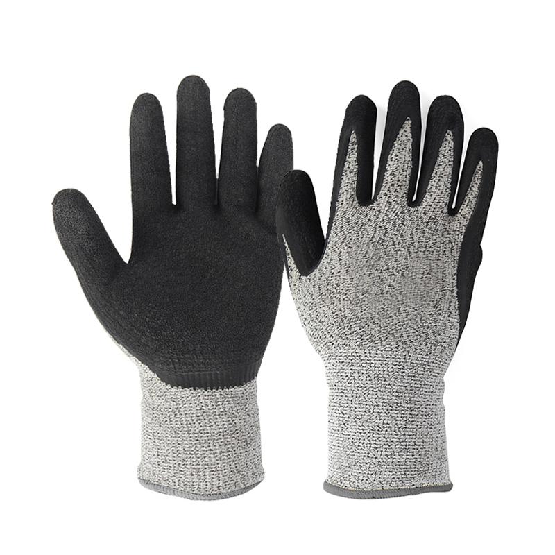 13 Gauge Protective Cut Resistant Level 5 Gloves Wrinkle Latex Coated Anti-cut Gloves for Glass Industry Construction