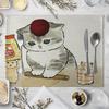 1 шт. Коврик для обеденного стола Милый Забавный Рисунок Кошки Кухонная Подставка Под Тарелку Подставки Под Напитки Западный Коврик Хлопковый Лен Коврик Под Чашку Стол Обеденный
