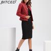 BITCED Женская кожаная куртка приталенного силуэта - Легкая демисезонная верхняя одежда в мотоциклетном стиле, оверсайз, со стойкой