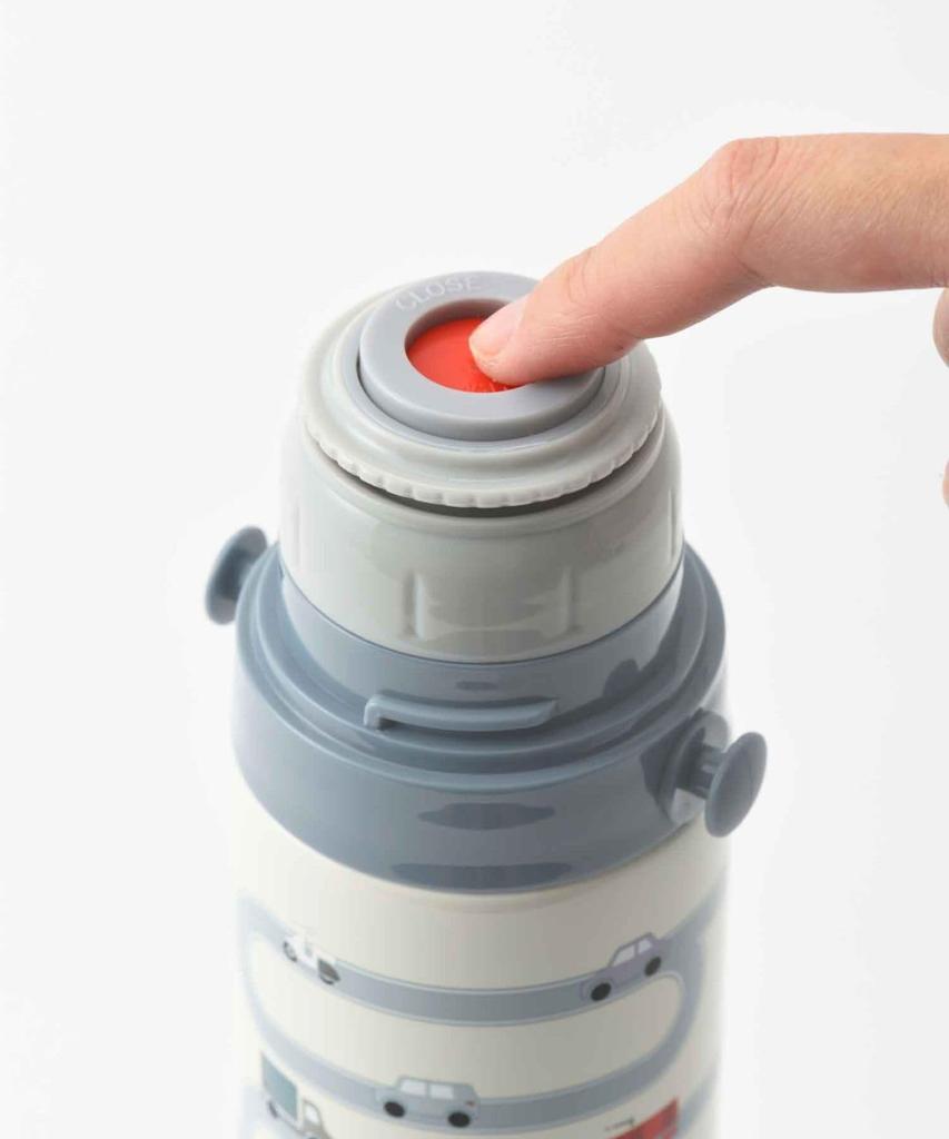 BRUNO Light 2-Way Kids' Water Bottle, 580ml, Insulated, ColdHot, Strap, Cup, Direct Drinking, One-Touch Stopper, Lightweight, Cute, Kids, Pink,