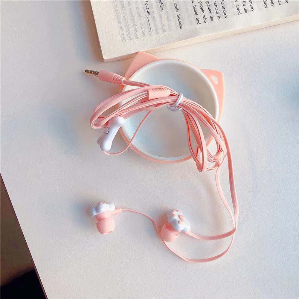 Case Microphone Cat Paw Bass sound Sport Earphones 3.5mm In-Ear Wired Headset Earphones With Mic