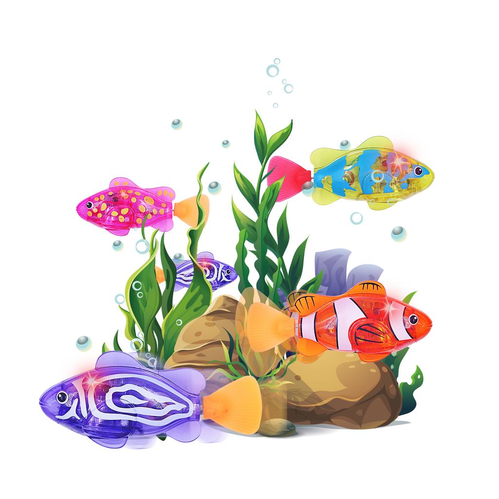 Интерактивные игрушки-рыбки-роботы для кошек/собак, плавающие в воде с подсветкой, пластиковая игрушка-рыбка для купания, подарок.