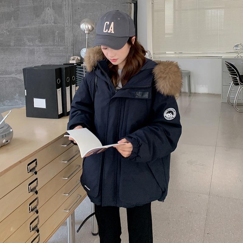 Зимнее новое пальто-инструмент для студенток, утолщенное универсальное пальто-пирог, чтобы противостоять волне, с капюшоном и меховым воротником, хлопковая одежда