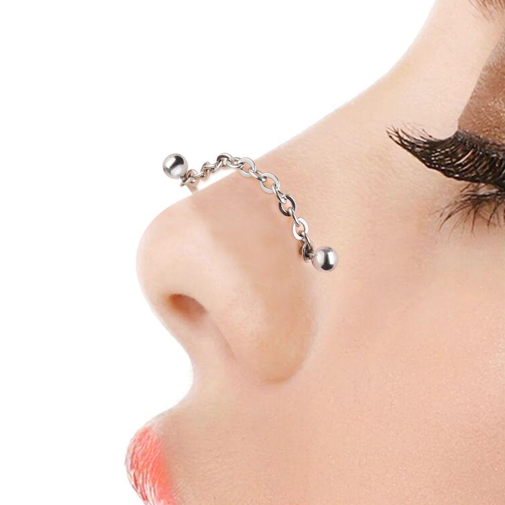 Fashion Body Jewelry None Pierced Double No Piercing Nose Clip Nose Chain Nose Ring Fake Nose Ring