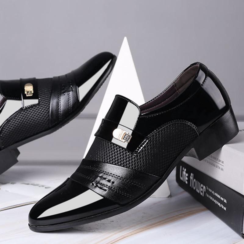 Мужские деловые кожаные туфли, черные, с острым носком, мужские мокасины, для офиса, для вечеринок, для бизнеса, повседневные, для мужчин, большой размер 48