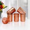 (Set of 6 Pure Brass Glass Tumbler with Embossed Design, for Drinking Serving Water, Yoga & Ayurveda, Stylish Pure Copper Glass