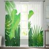 Прозрачные шторы с тропическими листьями, вуаль для спальни, прозрачные шторы для окон, кухни, тюлевые шторы