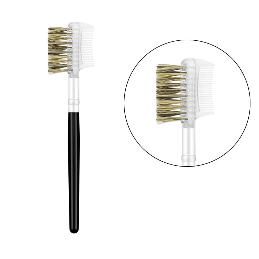 Dual Head Makeup Tool Wood Handle Eyebrow Brush Comb Eyelash Brush Eyebrow Comb Makeup Brushes