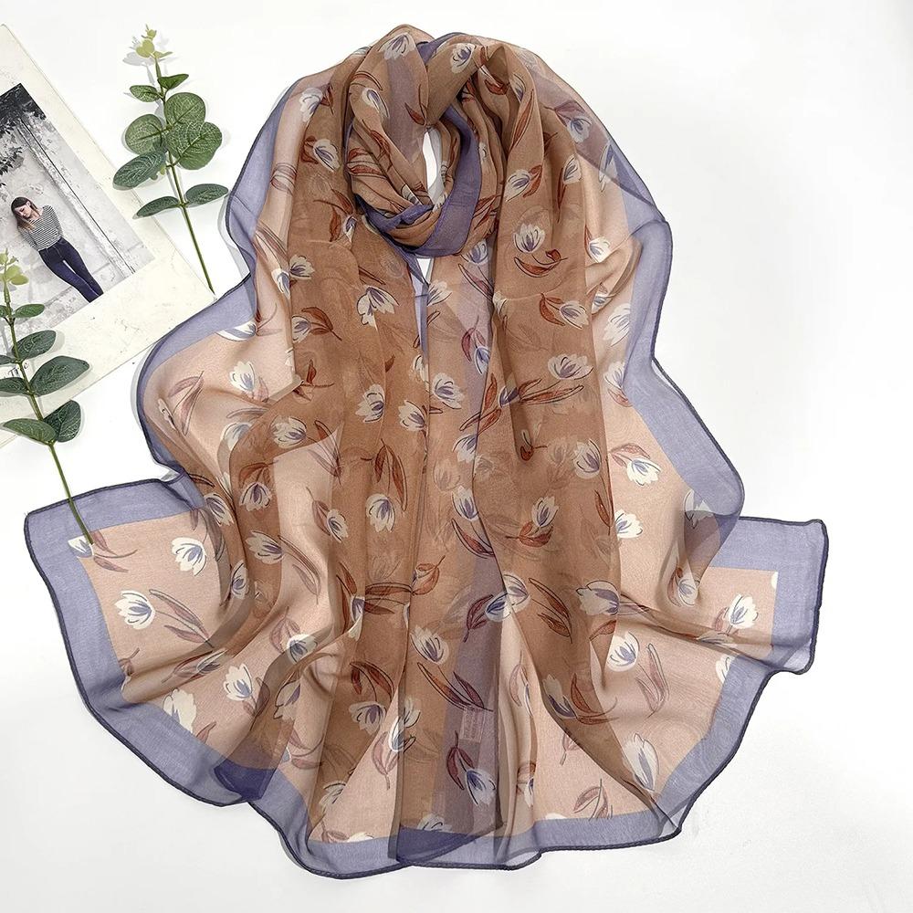 1Pcs Chiffon Georgette Silk Scarf Elegant Bandana Scarf Durable Headband Shawl Summer Beach