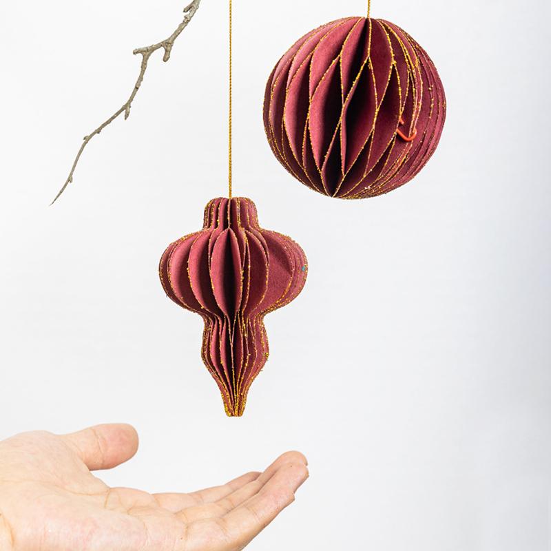 1PC Lantern Elegant Ornament Festive Paper Durable Ornament Classic Christmas Tree Romantic Honeycomb Delicate