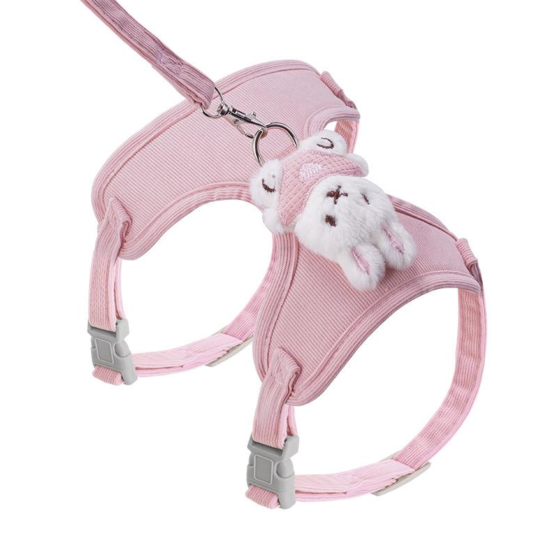 New Cute Pet Collars Cat Harnesses Sets Adjustable Dog Harness for Small Dog Leash Cartoon Out Walking Dog Cat Accessories