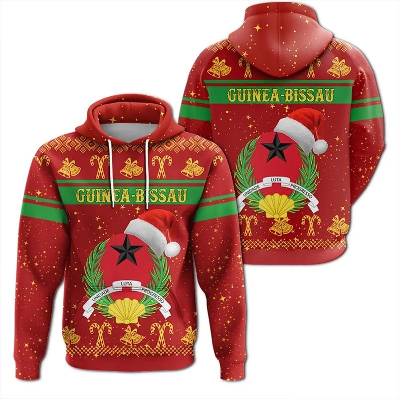 Гвинея-Бисау Карта Флаг Мужское африканское пальто Мужская одежда 3D-печать Африканский национальный герб Графический свитшот Мужской пуловер с капюшоном