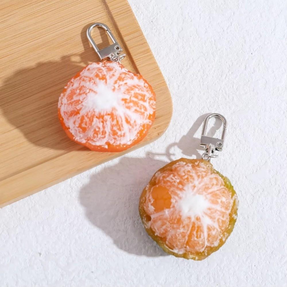 Bag Charm Peeled Tangerine Keychain Mini Food Bag Charm Kawaii Bag Accessory Keyring For Backpack