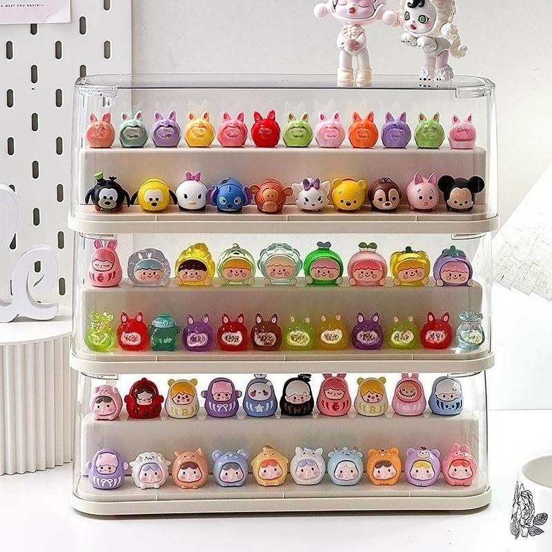 Large Figure Display Storage Box Blind Box Storage Rack Figures Acrylic Clear Ornaments Dust Proof with Lid Boxes Organizer Cute