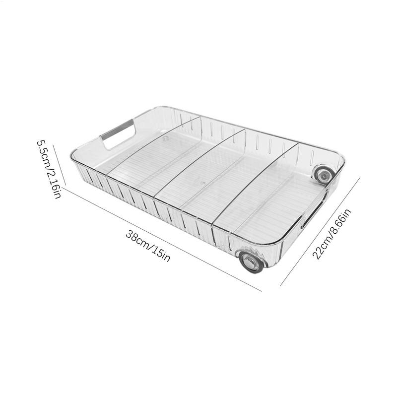 Контейнеры-органайзеры для морозильной камеры Прозрачные отделения Полка для холодильника Органайзер для холодильника на колесиках Многофункциональный Регулируемый Кухонный