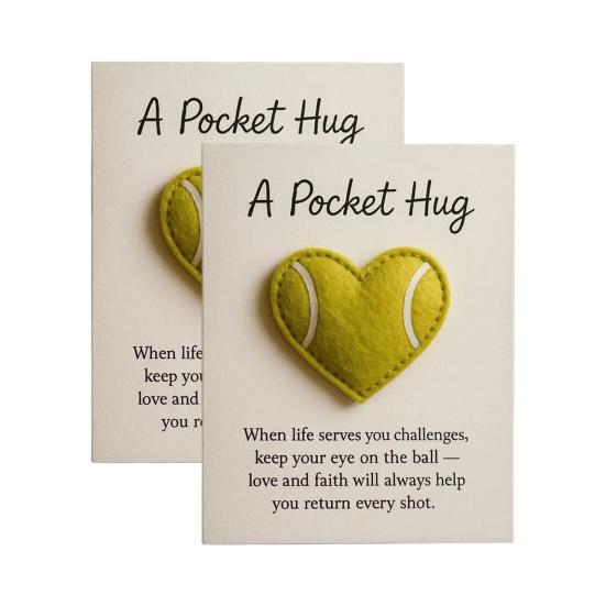 1/2/3Pcs Love Heart Tennis Pocket Hug with Positive Card Emotional Support Heart Shaped Ball