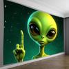 1pc Alien Oversized Backdrop Banner - Green Alien For Live Stream Party Birthday Anniversary - Easy to Use Indoor/ Decor Party Backdrop