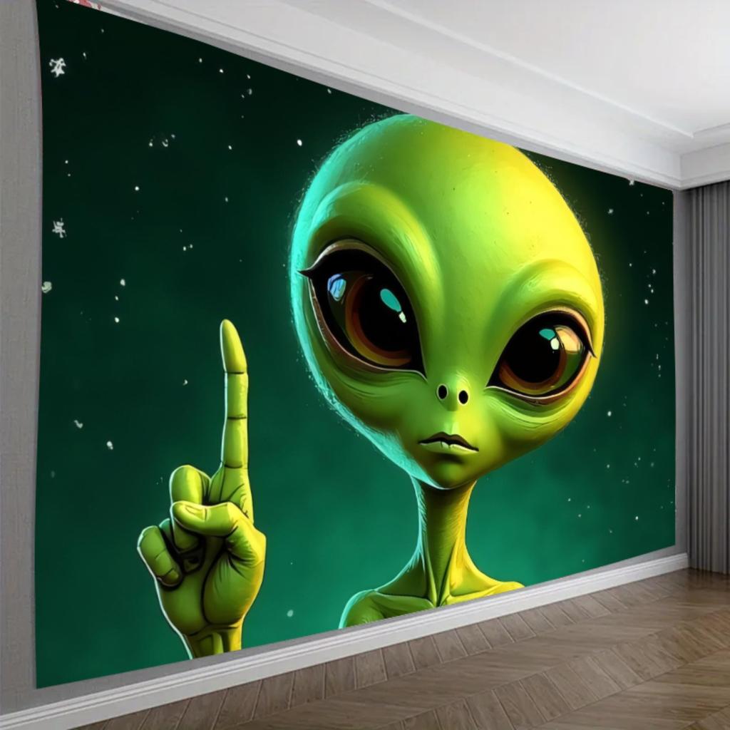 1pc Alien Oversized Backdrop Banner - Green Alien For Live Stream Party Birthday Anniversary - Easy to Use Indoor/ Decor Party Backdrop
