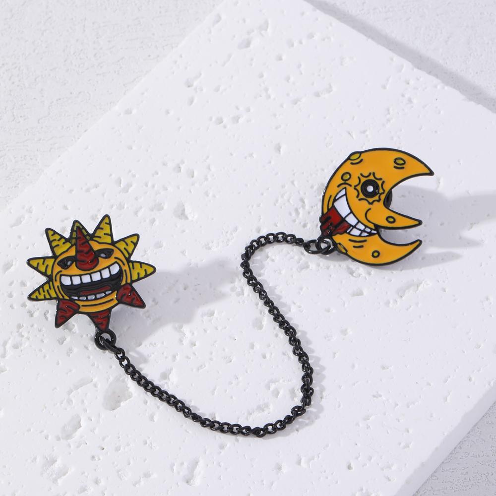 Набор эмалированных значков Soul Eater Манга Аниме Косплей Злое Солнце и Луна С Черными Цепочками Броши Значки На Лацкан Для Рюкзака