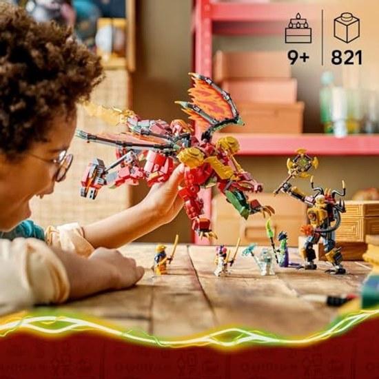 LEGO Ninjago Огненный Меха-Дракон Трансформация 71868 Игрушка Мальчики Девочки Игрушки Подарок на День Рождения Кубики Возраст 9 10 11 Начальная Школа Боевой Робот Ролевая игра 821