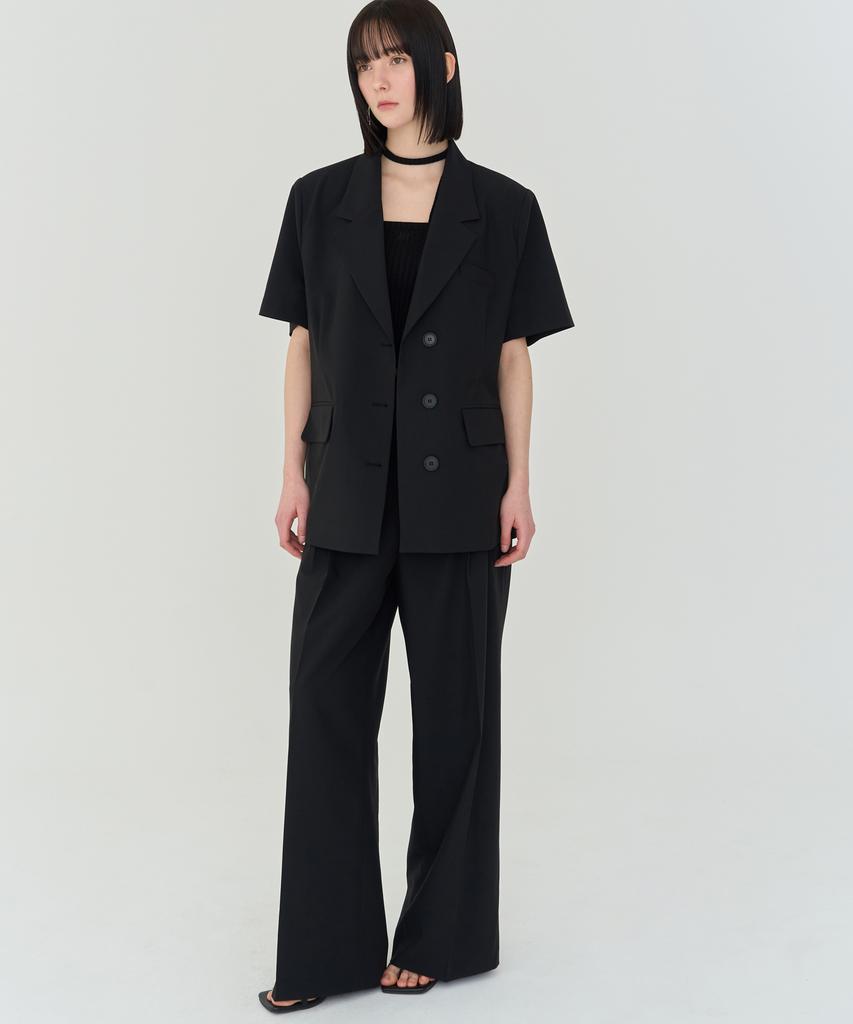 THEFRHT Three-Pintuck Summer Wool Pants (Black)