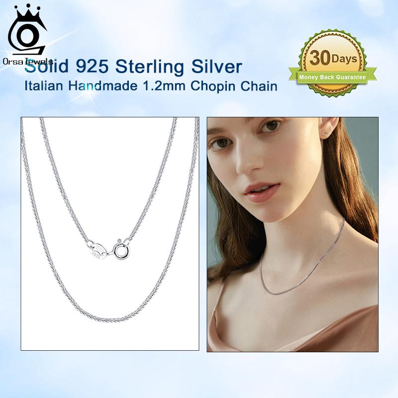 ORSA JEWELS Итальянское Ручное Изготовление 1,2 мм Цепочка Шопена Ожерелье Сплошное Стерлинговое Серебро 925 Пробы Мужская Женская Цепочка на Шею Украшение для Кулона SC53
