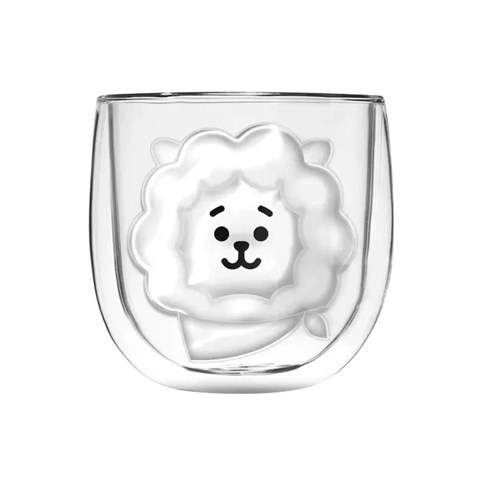 Стеклянные кофейные кружки с двойными стенками на 10 унций, милые мультяшные кружки из боросиликатного стекла, идеально подходят для капучино, чая, эспрессо, в подарок