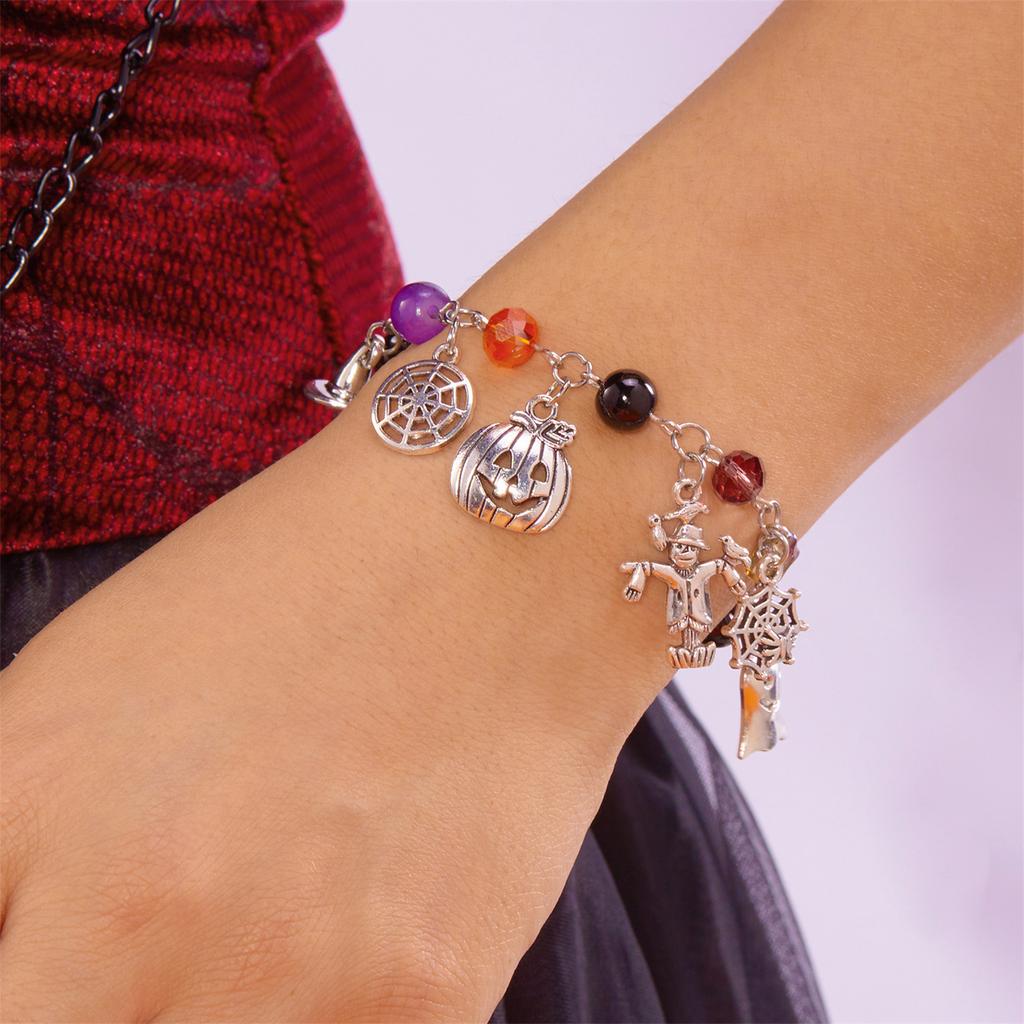 Браслеты на Хэллоуин с тыквой, парные, набор браслетов на запястье с тыквой-пауком для женщин, мужчин, скелет, кот