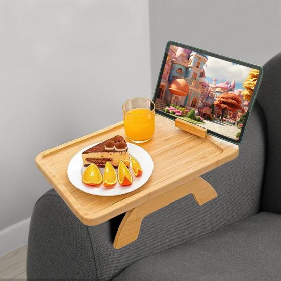 Стол с подлокотником для дивана. Складной поднос для подлокотника. Противоскользящий диван-стол с поворотным на 360 градусов держателем телефона для закусок, напитков. Дистанционная экономия места. Чашка для дивана.