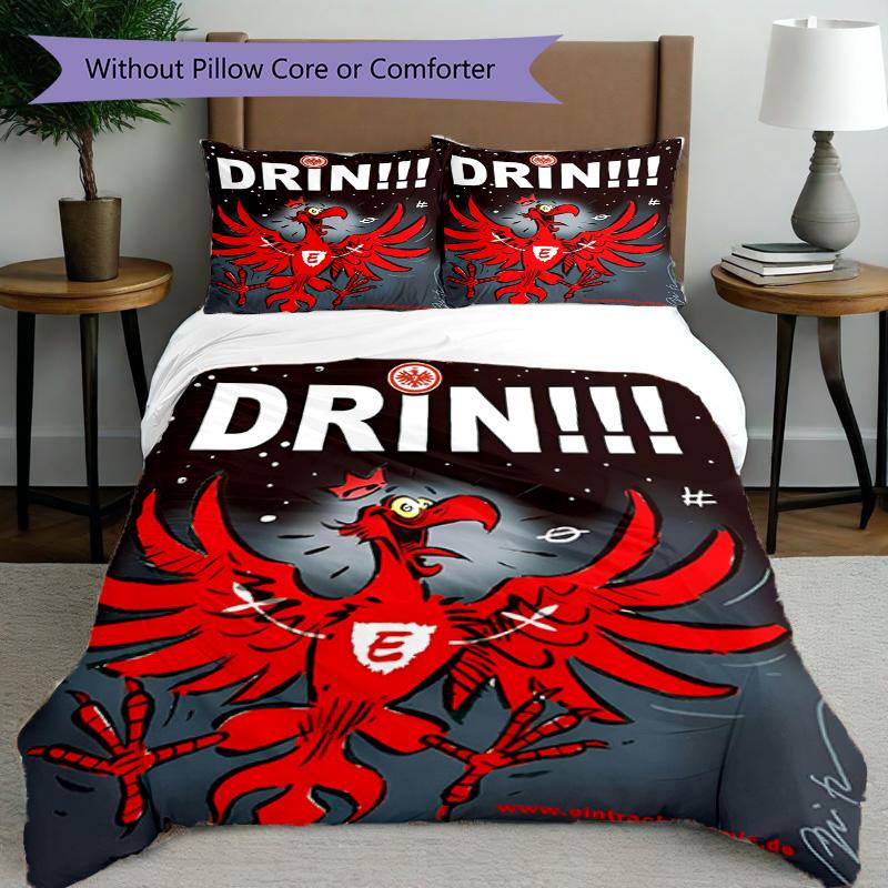 3pcs Duvet Cover Set (1*Duvet Cover + 2*Pillowcase, Without Core), Eintracht Frankfurt Print Bedding Set, Bedroom Decor, All‑Season, Birthday Gift