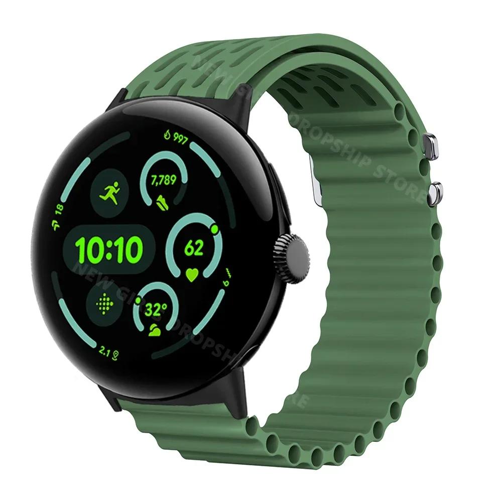 Мягкий силиконовый ремешок-петля для Google Pixel Watch 3 45 мм Спортивный ремешок цвета океана для Google Pixel Watch 3 45 мм Мужской дышащий браслет