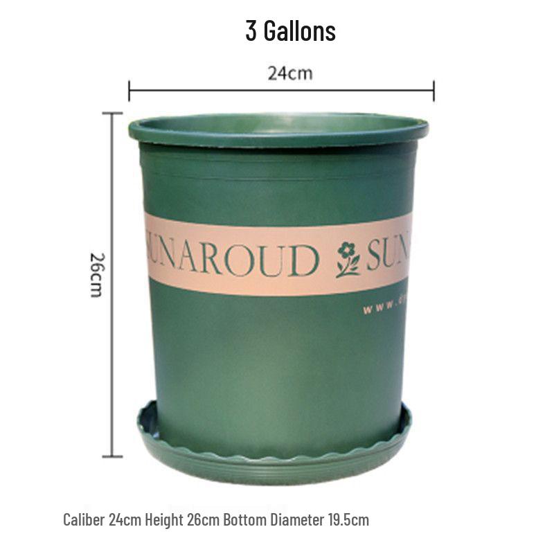 Large Green Gallon Flower and Vegetable Planting Pot - Thick, Wide Plastic for Radish and Rose